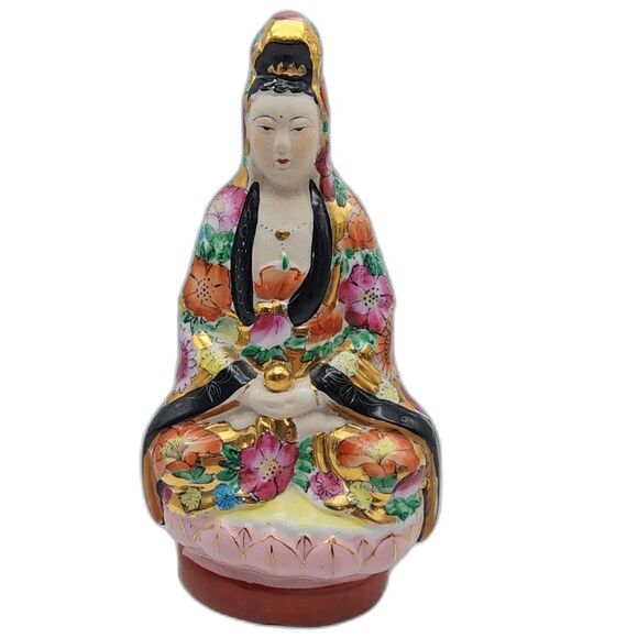 Antique Chinese Kwan Yin Buddhist Porcelain Figurine 8"